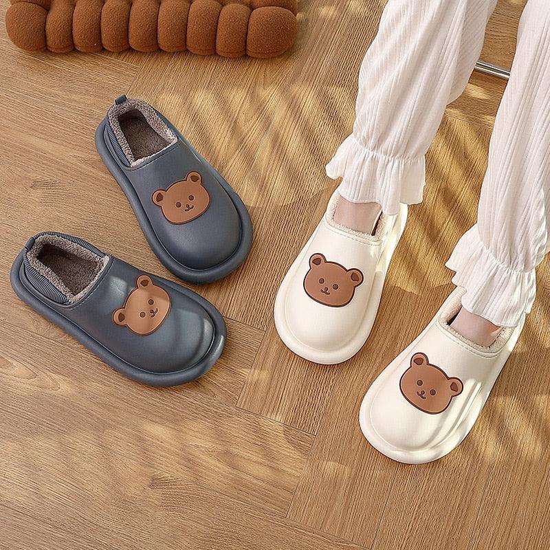 Outdoor Winter Waterproof Women Non-Slip Slippers Warm Female Plush House Slippers Indoor Flip Flops Waterproof Fuzzy Clogs Slippers Cozy Slip-On Memory Foam Fur House Slippers Stevvex