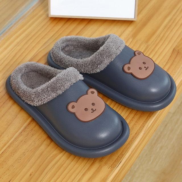 Outdoor Winter Waterproof Women Non-Slip Slippers Warm Female Plush House Slippers Indoor Flip Flops Waterproof Fuzzy Clogs Slippers Cozy Slip-On Memory Foam Fur House Slippers Stevvex