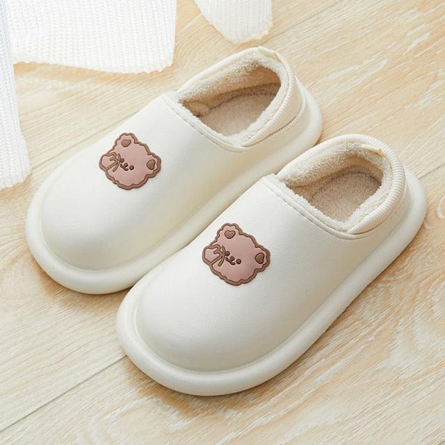 Outdoor Winter Waterproof Women Non-Slip Slippers Warm Female Plush House Slippers Indoor Flip Flops Waterproof Fuzzy Clogs Slippers Cozy Slip-On Memory Foam Fur House Slippers Stevvex
