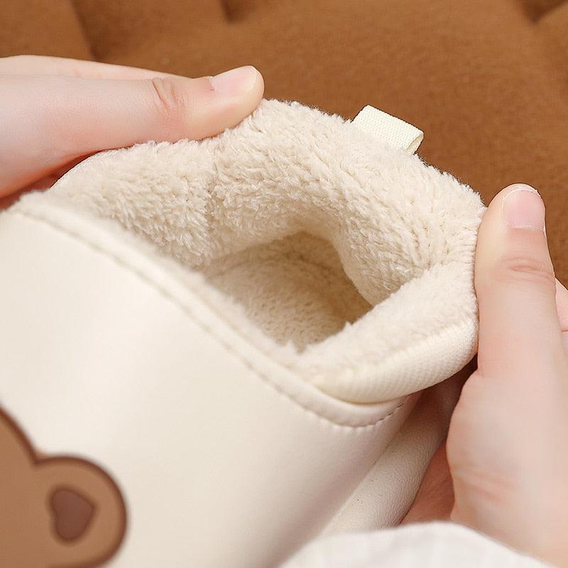 Outdoor Winter Waterproof Women Non-Slip Slippers Warm Female Plush House Slippers Indoor Flip Flops Waterproof Fuzzy Clogs Slippers Cozy Slip-On Memory Foam Fur House Slippers Stevvex