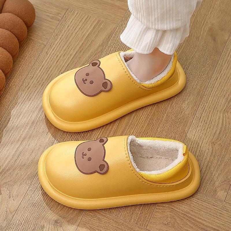 Outdoor Winter Waterproof Women Non-Slip Slippers Warm Female Plush House Slippers Indoor Flip Flops Waterproof Fuzzy Clogs Slippers Cozy Slip-On Memory Foam Fur House Slippers Stevvex
