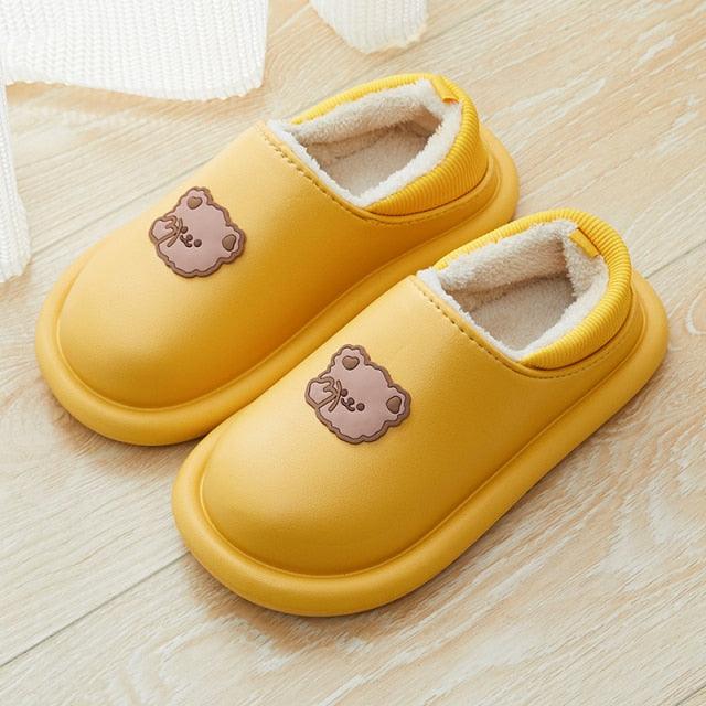 Outdoor Winter Waterproof Women Non-Slip Slippers Warm Female Plush House Slippers Indoor Flip Flops Waterproof Fuzzy Clogs Slippers Cozy Slip-On Memory Foam Fur House Slippers Stevvex