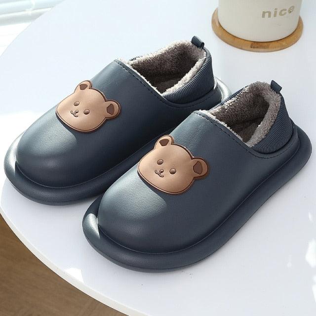 Outdoor Winter Waterproof Women Non-Slip Slippers Warm Female Plush House Slippers Indoor Flip Flops Waterproof Fuzzy Clogs Slippers Cozy Slip-On Memory Foam Fur House Slippers Stevvex