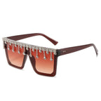 Oversize Square Crystal Sunglasses, Flat Top Oversized Sunglasses In Different Shades New Sun Wear Crystal Diamond Luxury Style Shades Stevvex
