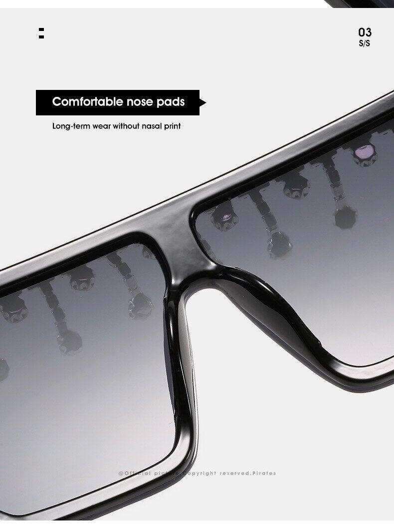 Oversize Square Crystal Sunglasses, Flat Top Oversized Sunglasses In Different Shades New Sun Wear Crystal Diamond Luxury Style Shades Stevvex