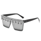 Oversize Square Crystal Sunglasses, Flat Top Oversized Sunglasses In Different Shades New Sun Wear Crystal Diamond Luxury Style Shades Stevvex