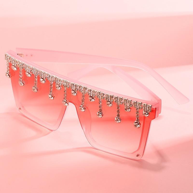 Oversize Square Crystal Sunglasses, Flat Top Oversized Sunglasses In Different Shades New Sun Wear Crystal Diamond Luxury Style Shades Stevvex