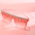 Oversize Square Crystal Sunglasses, Flat Top Oversized Sunglasses In Different Shades New Sun Wear Crystal Diamond Luxury Style Shades Stevvex