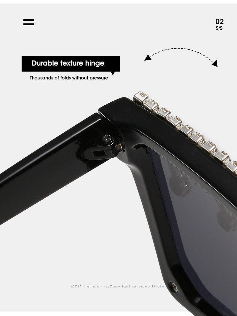 Oversize Square Crystal Sunglasses, Flat Top Oversized Sunglasses In Different Shades New Sun Wear Crystal Diamond Luxury Style Shades Stevvex