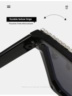 Oversize Square Crystal Sunglasses, Flat Top Oversized Sunglasses In Different Shades New Sun Wear Crystal Diamond Luxury Style Shades Stevvex