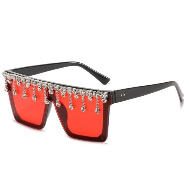 Oversize Square Crystal Sunglasses, Flat Top Oversized Sunglasses In Different Shades New Sun Wear Crystal Diamond Luxury Style Shades Stevvex