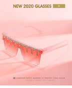Oversize Square Crystal Sunglasses, Flat Top Oversized Sunglasses In Different Shades New Sun Wear Crystal Diamond Luxury Style Shades Stevvex