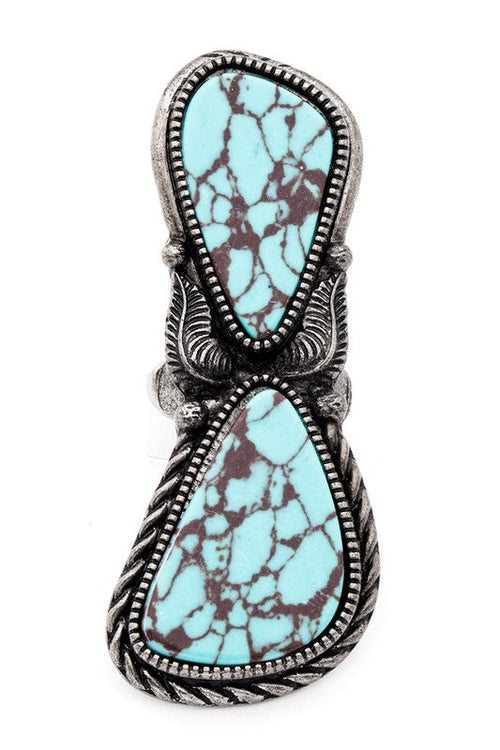 Oversize Vintage Turquoise Western Stretch Statement Ring