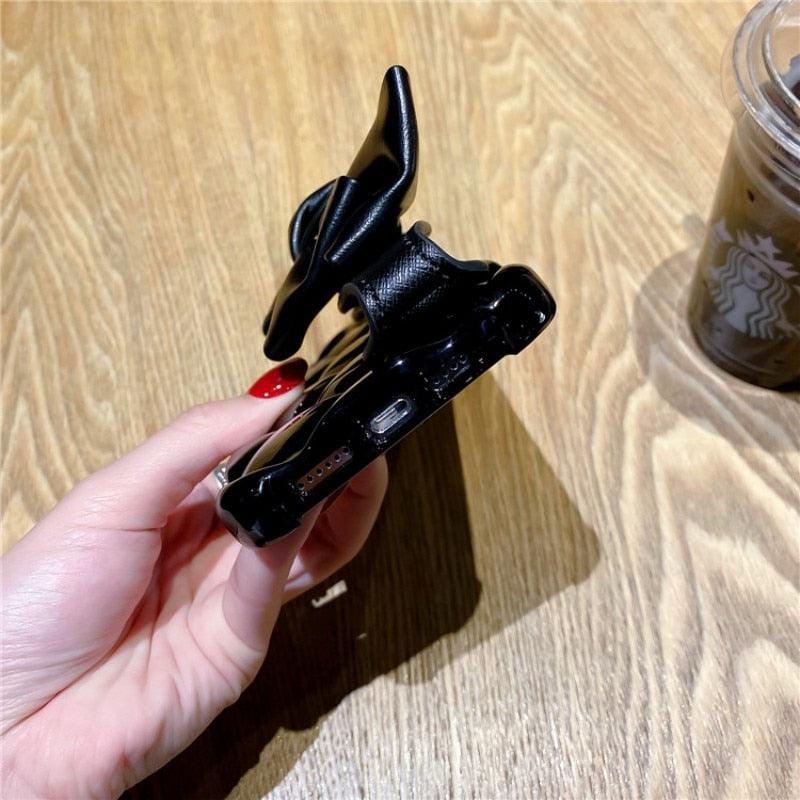 Oversized Beautiful Cute Bowknot Ribbon Cute Unique Pattern Case Soft Lightweight Leather Wrist Holder Stand Soft Phone Case For iPhone 14 13 7 8 Plus X XS XR MAX 11 Pro Phone Case Stevvex