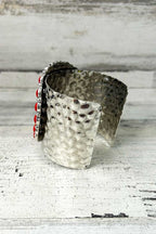 Oversized Natural Stone Bangle Red Boho Cuff Bracelet