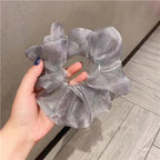 Oversized Scrunchies Organza Hair Ties Elastic Hair Band Women Girs Ponytail Holder Fashion Hair Ropes Ponytail Holder Hair Tie Ponytail Holder Accessories for Women Girls Stevvex