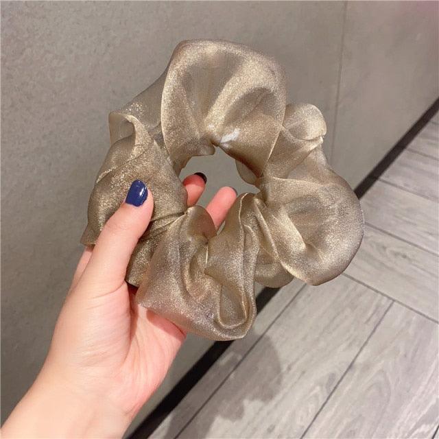 Oversized Scrunchies Organza Hair Ties Elastic Hair Band Women Girs Ponytail Holder Fashion Hair Ropes Ponytail Holder Hair Tie Ponytail Holder Accessories for Women Girls Stevvex