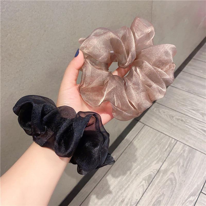 Oversized Scrunchies Organza Hair Ties Elastic Hair Band Women Girs Ponytail Holder Fashion Hair Ropes Ponytail Holder Hair Tie Ponytail Holder Accessories for Women Girls Stevvex
