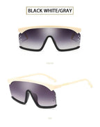 Oversized Shield Sunglasses for Women Men Square Rimless Fashion Shades Sunglasses For Women & Men Elegant Shades For Women Popular Oversized Festival Trendy Sunglasses For Men & Women