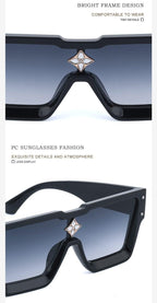 Oversized Square Rimless Shades UV400 Shape Sunglasses For Women New Fashionable New Big Frame Sun Glasses for Female New Latest Attractive Large Flat Top Eyewear For  Unisex