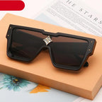 Oversized Square Shape Sunglasses For Women & Men New  Luxury Design Sun Glasses For Female New Fashionable  Large Frame Silver Mirror Eyewear Stevvex