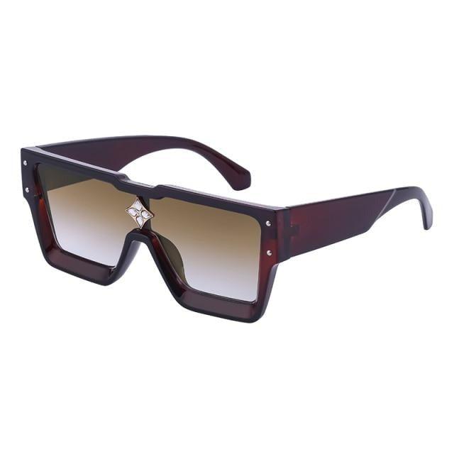 Oversized Square Shape Sunglasses For Women & Men New  Luxury Design Sun Glasses For Female New Fashionable  Large Frame Silver Mirror Eyewear Stevvex