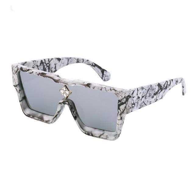 Oversized Square Shape Sunglasses For Women & Men New  Luxury Design Sun Glasses For Female New Fashionable  Large Frame Silver Mirror Eyewear Stevvex