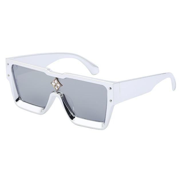 Oversized Square Shape Sunglasses For Women & Men New  Luxury Design Sun Glasses For Female New Fashionable  Large Frame Silver Mirror Eyewear Stevvex