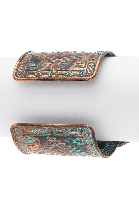 Oversized Western Statement Open Cuff Bracelet Copper