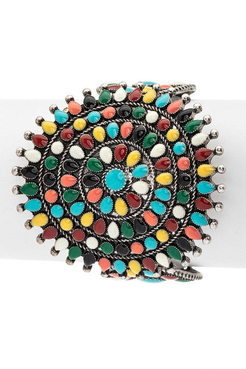 Oversized Western Turquoise Statement Bracelet Cuff