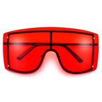Oversized Women Blue & Yellow Gradient Sunglasses  Fashionable Rimless In Metal For Female New Shades Personality Eyewear
