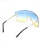 Oversized Women Blue & Yellow Gradient Sunglasses  Fashionable Rimless In Metal For Female New Shades Personality Eyewear
