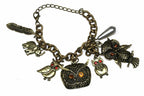 Owl Elephant Feather Charm Bracelet Bronze Boho Chic
