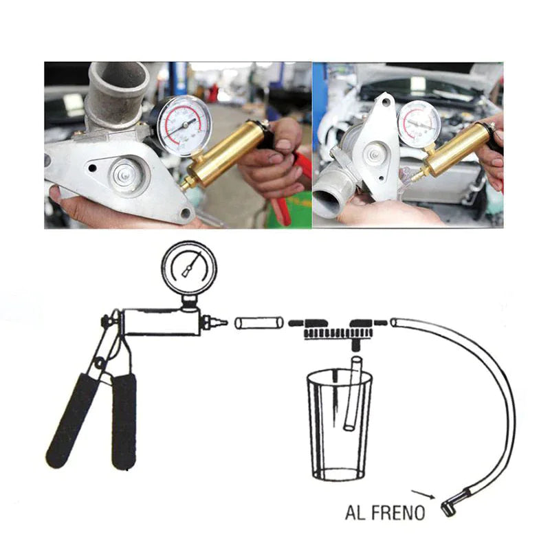 Hand Held Vacuum Pressure Pump Tester Set Brake Fluid Bleeder Bleeding Kit + Box Pi-Mart