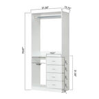 White Wood Closet System Storage Stand-Alone Wardrobe with 4 Drawers Closet Organizer Armoires and Wardrobeswith Hanging Rod 31.5"W x 15.7"D x 70.8"H Pi-Mart