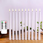 Pack of 12 Yellow Flickering Remote LED Candles Plastic Flameless Remote Taper Candles Flameless Ivory Taper Candles Flickering Battery Operated Led Warm 3D Wick Light Window Candles Real Led For Dinner Party Decoration Stevvex