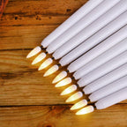 Pack of 12 Yellow Flickering Remote LED Candles Plastic Flameless Remote Taper Candles Flameless Ivory Taper Candles Flickering Battery Operated Led Warm 3D Wick Light Window Candles Real Led For Dinner Party Decoration Stevvex