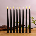 Pack of 6 Black LED Birthday Candles Flameless Taper Candles LED Taper Candles  Led Candle Lights Flickering Candles For Halloween Christmas Yellow/Warm White Plastic Flameless Flickering Battery Operated LED Halloween Candles Stevvex