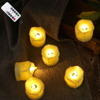 Pack of 6 or 12 Remote or Not Remote Flameless Battery Candles Realistic and Bright Flickering Bulb Battery Operated Flameless LED Tea Light Ideal for Parties Weddings Birthdays Hollween Gift Realistic and Bright Flickering Fake Dancing Flame Tea lights Stevvex