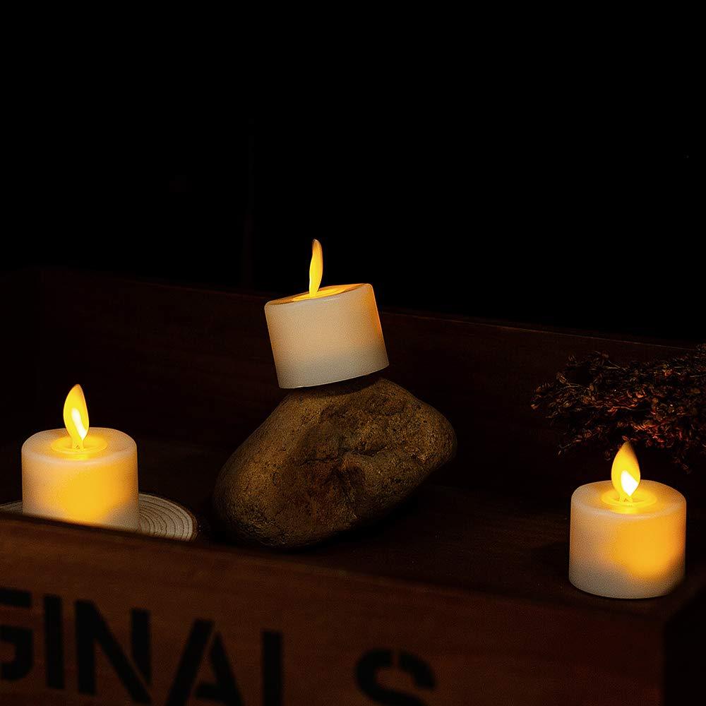 Pack of 6 or 12 Remote or Not Remote Flameless Battery Candles Realistic and Bright Flickering Bulb Battery Operated Flameless LED Tea Light Ideal for Parties Weddings Birthdays Hollween Gift Realistic and Bright Flickering Fake Dancing Flame Tea lights Stevvex