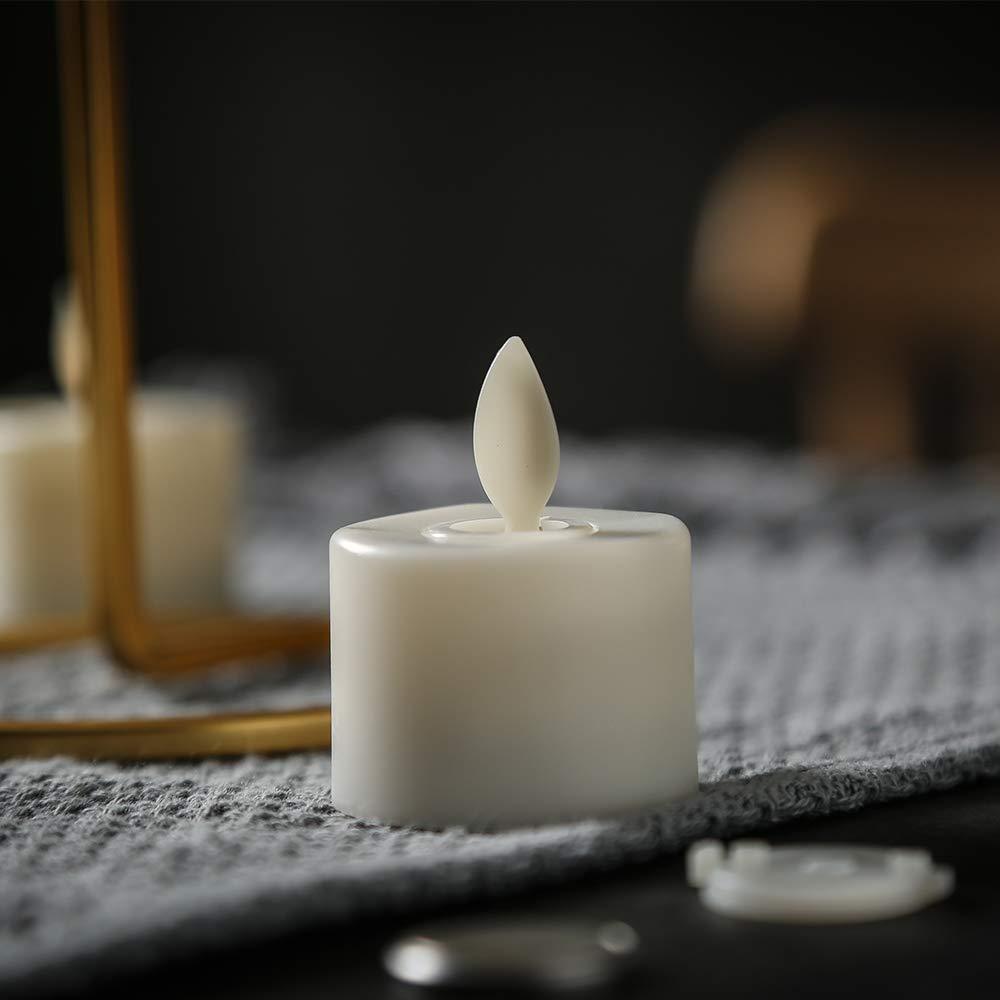 Pack of 6 or 12 Remote or Not Remote Flameless Battery Candles Realistic and Bright Flickering Bulb Battery Operated Flameless LED Tea Light Ideal for Parties Weddings Birthdays Hollween Gift Realistic and Bright Flickering Fake Dancing Flame Tea lights Stevvex