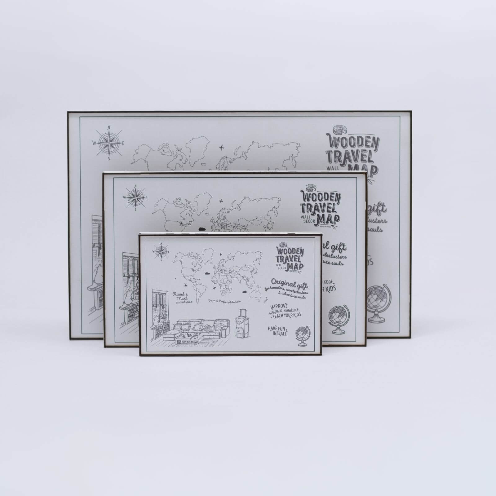 2D Wooden World Map Nordik Enjoy The Wood