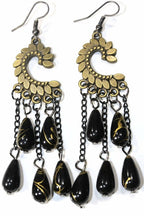 Paisley Petal Dangle Earrings With Red Shimmer Beads