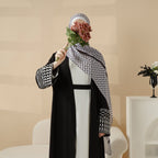 Palestine Kaffiyeh Embroidery Sleeve Colorful Keffiyeh Cardigan Open Abaya (MOA116)