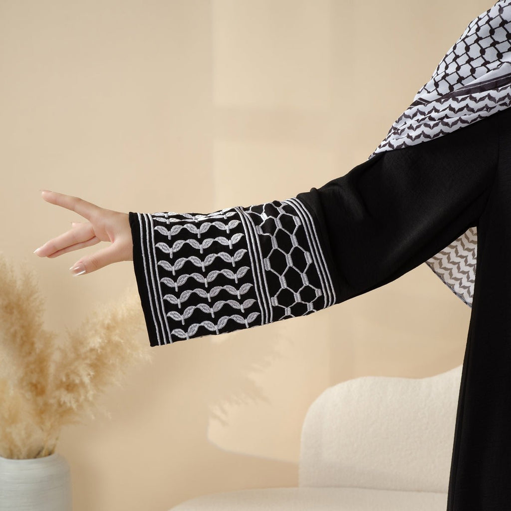 Palestinian Keffiyeh-Inspired Abaya with Matching Crossbody Bag Keffiyeh Abaya (MA131) Mariam's Collection