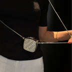 ‌Palm-Sized Diamond Mini Clutch Silver Glamour Gala Bag (MAC281)