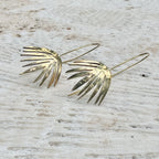 Palm Threader Earrings Recycled Brass Handcrafted Palm Motif Lightweight BandsCo Straps