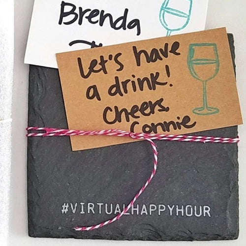 Drinking Alone Slate Coaster Premium Artisan Natural USA Slate Coaster With Cork Feet BandsCo Straps