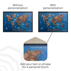 3D Wooden Panel World Map - Dark Walnut