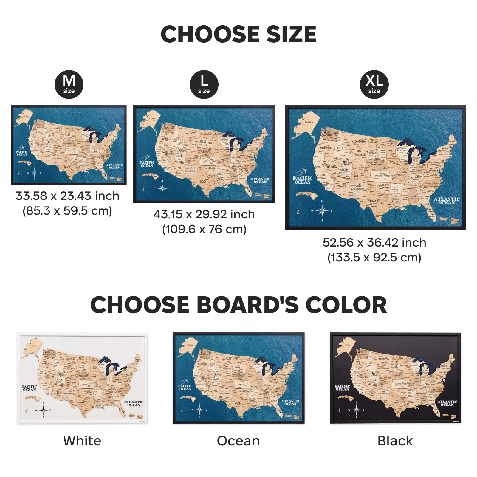3D Wooden USA Map on Board Gold - SJB-DIAMOND ELITES